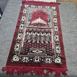 Vintage Marveltex Muslim Mosque Praying Rug 42"x25" Bright Colors